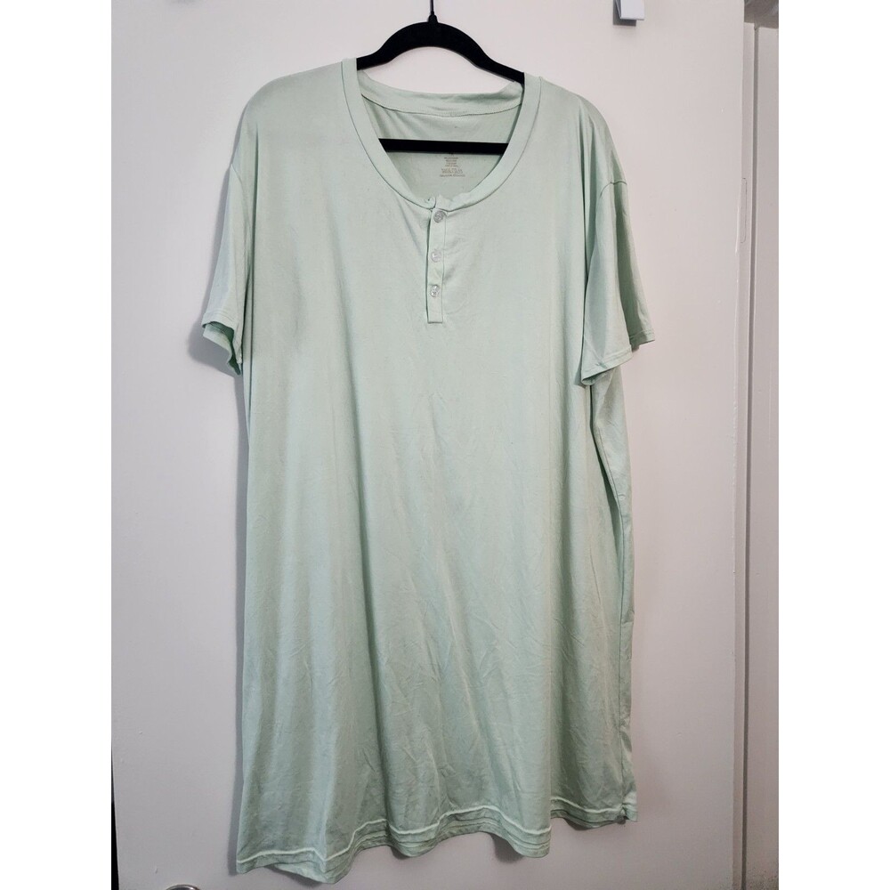 Real Essentials Womens Sz 1X Henley Sleep Shirt PJ Top Dress Mint Green Soft